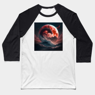 Dragon Flying over the Moon Baseball T-Shirt